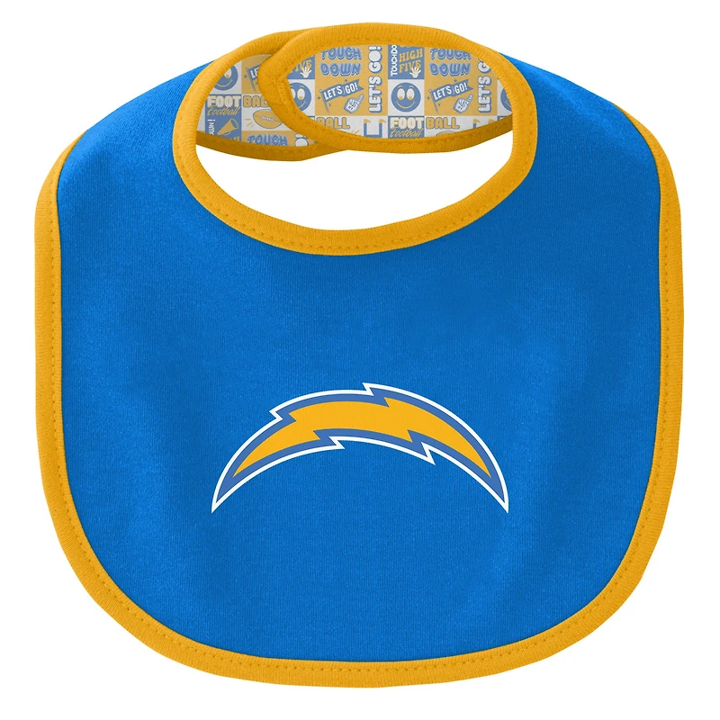 Newborn & Infant Los Angeles Chargers Dynamic Duo Bodysuit, Bib Knit Hat Set