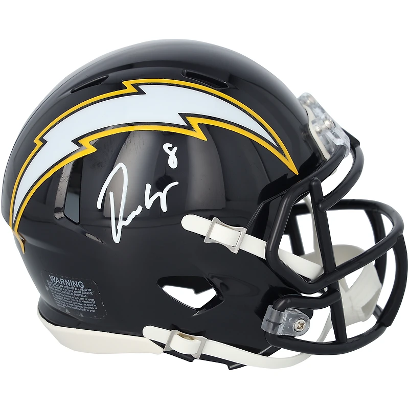 Mini-casque Riddell 2025 Alternate Speed ​​bleu marine autographié par Omarion Hampton des Chargers de Los Angeles