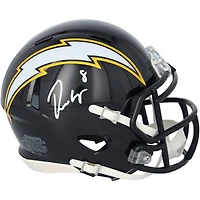 Mini-casque Riddell 2025 Alternate Speed ​​bleu marine autographié par Omarion Hampton des Chargers de Los Angeles