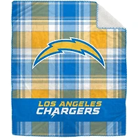 Pegasus Los Angeles Chargers 50" x 60" Plaid Flannel Sherpa Plush Blanket