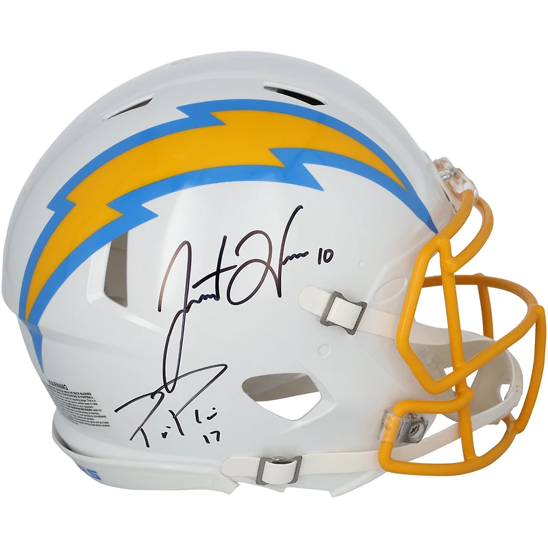 Casque Riddell Speed ​​authentique autographié par Philip Rivers et Justin Herbert des Los Angeles Chargers