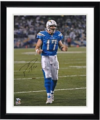 Photo dédicacée de Philip Rivers (Los Angeles Chargers) - 40,6 x 50,8 cm (16 x 20 pouces) - Bleu poudre.