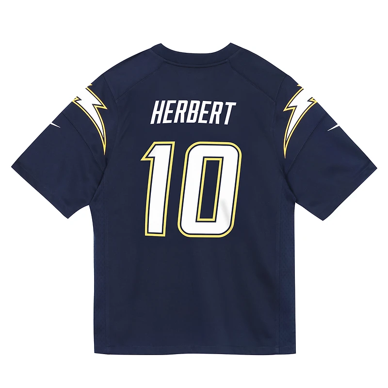 Maillot de match alternatif Nike Justin Herbert bleu marine des Chargers Los Angeles pour enfants d'âge préscolaire