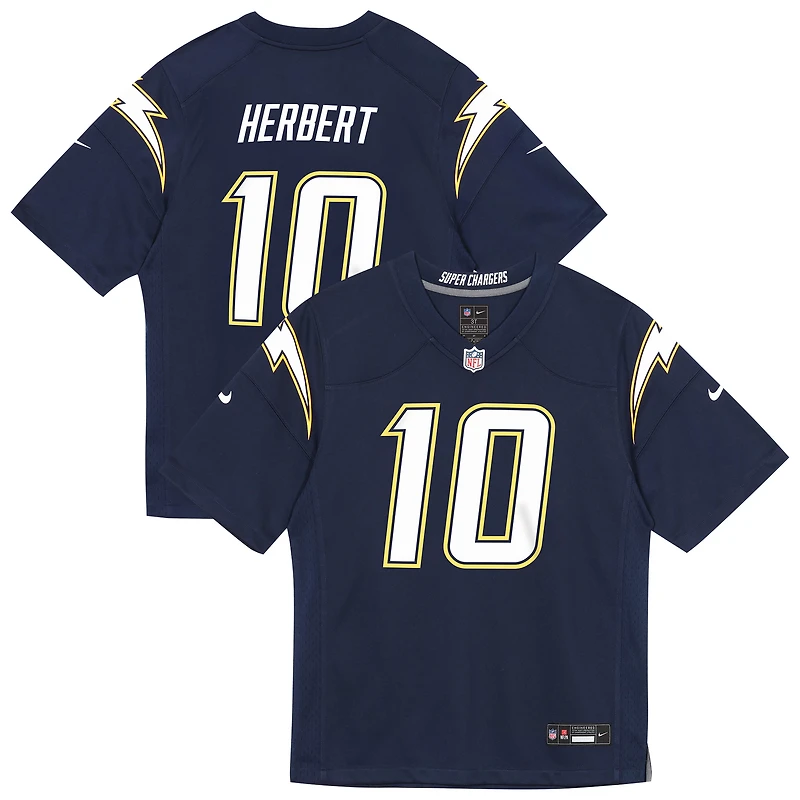 Maillot de match alternatif Nike Justin Herbert bleu marine des Chargers Los Angeles pour enfants d'âge préscolaire