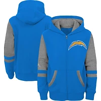 Sweat à capuche entièrement zippé bleu poudré Los Angeles Chargers Stadium préscolaire