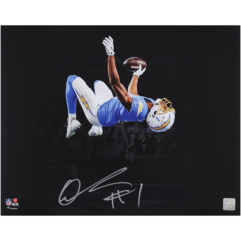 Quentin Johnston Los Angeles Chargers Autographed 16" x 20" Backflip Spotlight Photograph