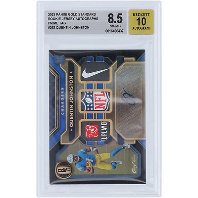 Quentin Johnston Los Angeles Chargers Autographed 2023 Panini Gold Standard Triple Laundry Tag Relic #292 #1/1 BGS Authenticated 8.5/10 Rookie Card 
