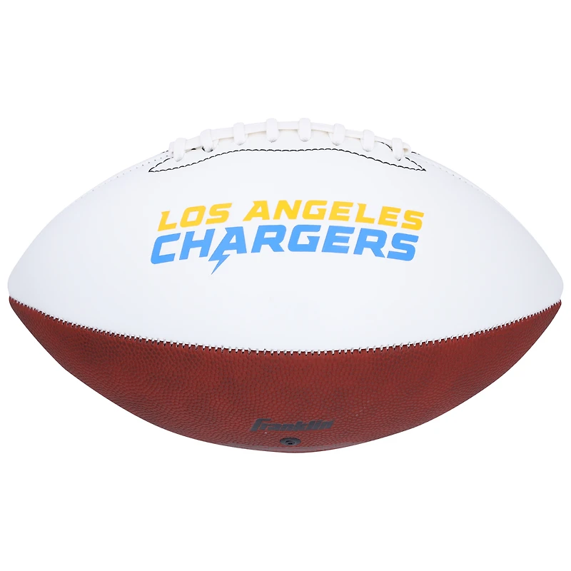Ballon de football américain Franklin White Panel autographié par Quentin Johnston des Chargers de Los Angeles