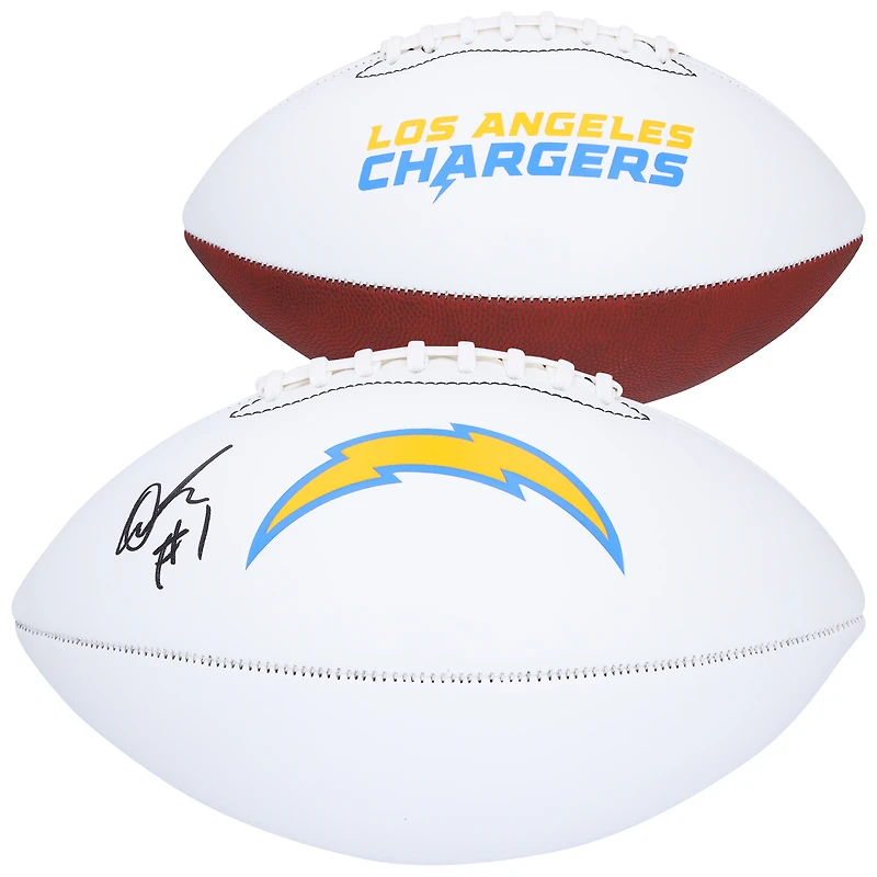 Ballon de football américain Franklin White Panel autographié par Quentin Johnston des Chargers de Los Angeles