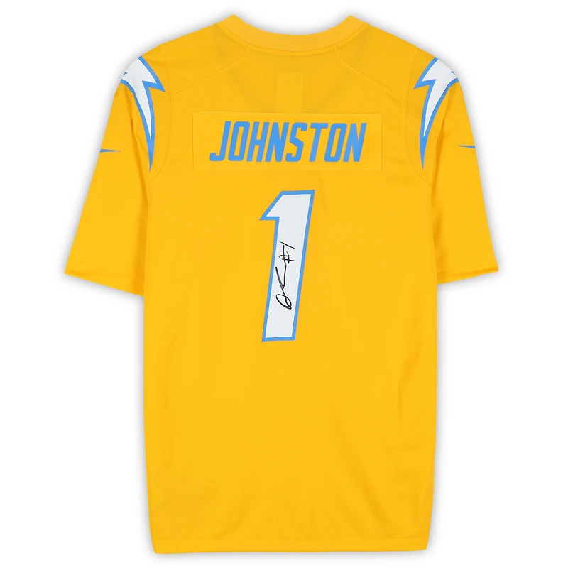 Maillot de match Nike doré autographié par Quentin Johnston des Chargers de Los Angeles