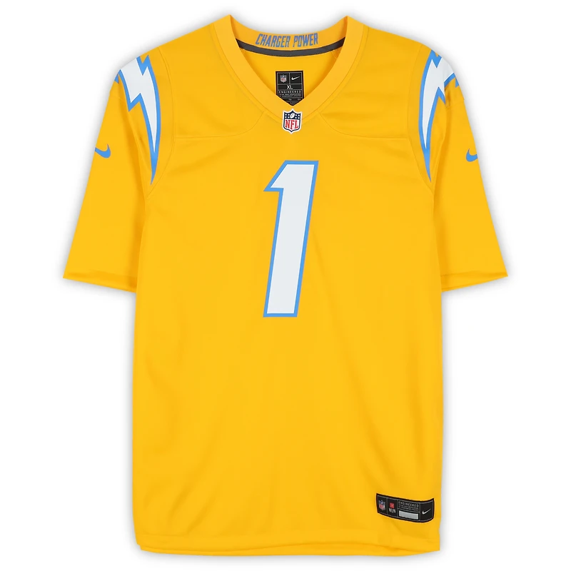 Quentin Johnston Los Angeles Chargers Autographed Gold Nike Game Jersey