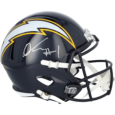 Quentin Johnston Los Angeles Chargers Autographed Riddell 2025 Alternate Speed Replica Helmet  