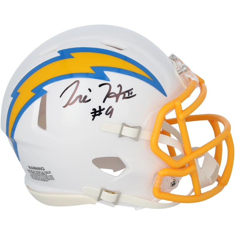 Casque Riddell Speed ​​Mini autographié par Tre Harris des Los Angeles Chargers