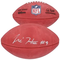 Ballon de football Wilson Duke en couleur, autographié par Tre Harris, des Chargers de Los Angeles.