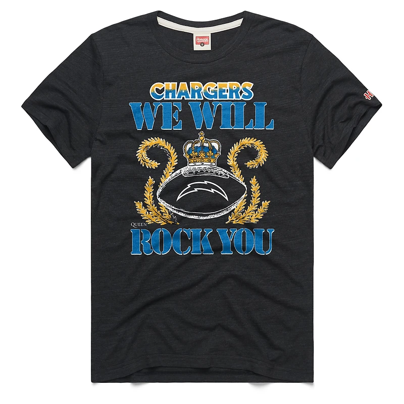 T-shirt unisexe Hommage Charcoal Los Angeles Chargers 2026 NFL Calendar Queen Tri-Blend