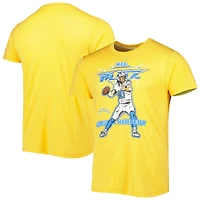 T-shirt unisexe Hommage à Justin Herbert, couleur or chiné, Los Angeles Chargers, joueur NFL Blitz, mélange de trois matières