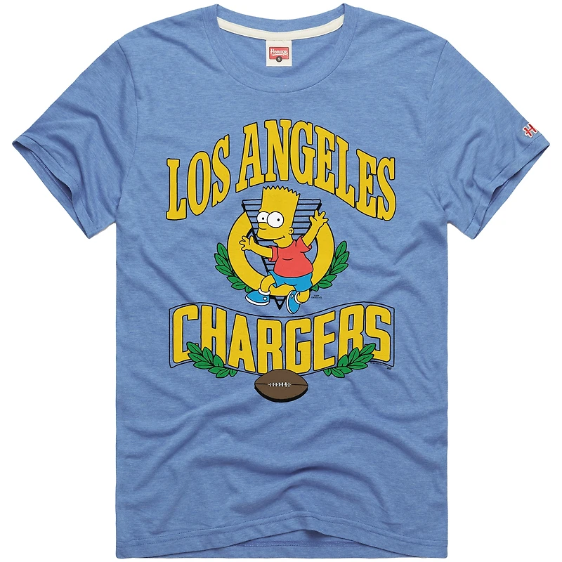 Unisex Homage x The Simpsons Powder Blue Los Angeles Chargers Tri-Blend T-Shirt