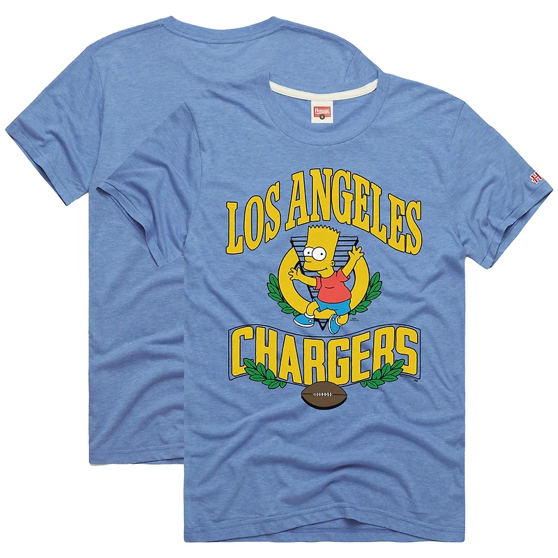 Unisex Homage x The Simpsons Powder Blue Los Angeles Chargers Tri-Blend T-Shirt