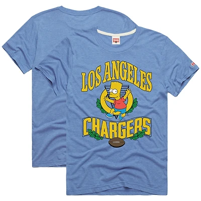 Unisex Homage x The Simpsons Powder Blue Los Angeles Chargers Tri-Blend T-Shirt