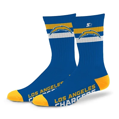 Chaussettes unisexes Starter Los Angeles Chargers Team Color Two-Stripe Crew
