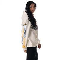 Unisex The Wild Collective  Cream Los Angeles Chargers Stacked Graphic Sleeve Fleece Hoodie