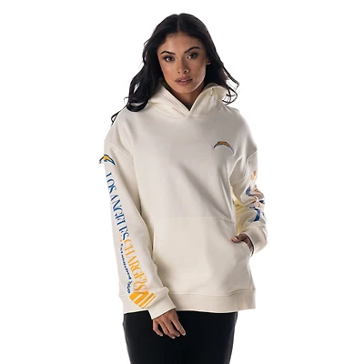 Unisex The Wild Collective  Cream Los Angeles Chargers Stacked Graphic Sleeve Fleece Hoodie