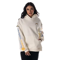 Unisex The Wild Collective  Cream Los Angeles Chargers Stacked Graphic Sleeve Fleece Hoodie