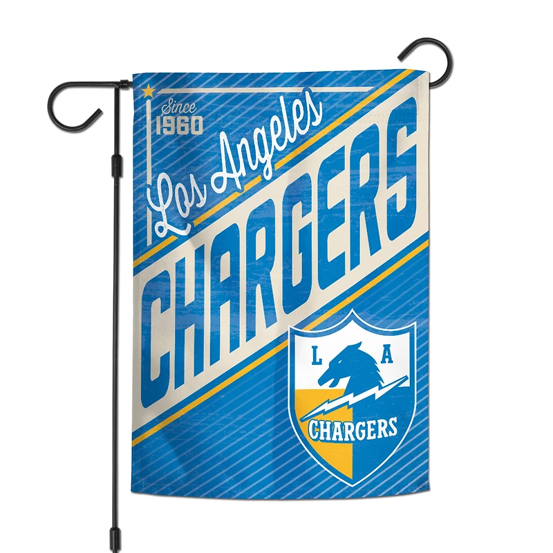 Drapeau de jardin double face WinCraft Los Angeles Chargers 12" x 18" avec logo rétro