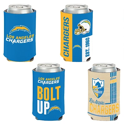 WinCraft Los Angeles Chargers, paquet de 4, 12 oz. Ensemble refroidisseur de canettes