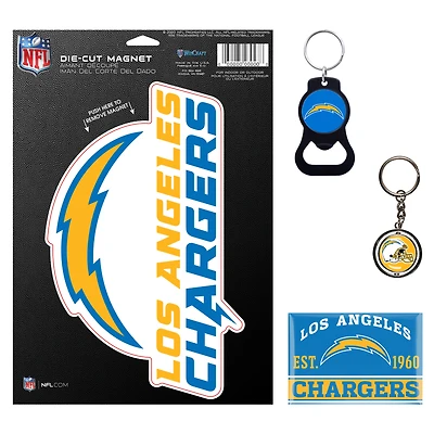 WinCraft Los Angeles Chargers 4-Pack Key Rings and Magnets Set