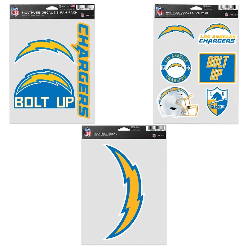 WinCraft Los Angeles Chargers Three-Pack Fan Decal Set