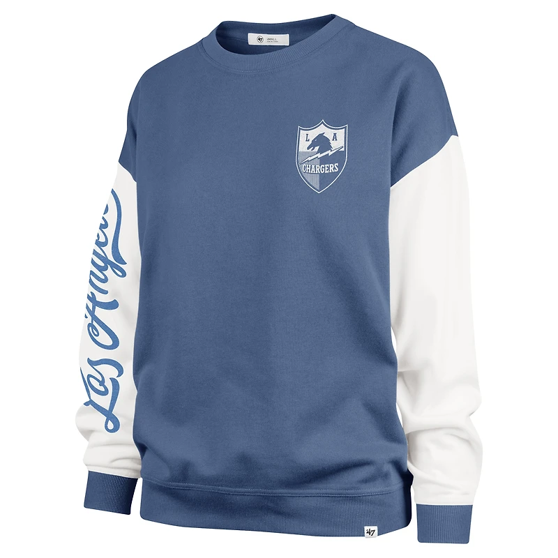 Women's '47  Powder Blue Los Angeles Chargers Double Header Rise Andie Pullover Sweatshirt