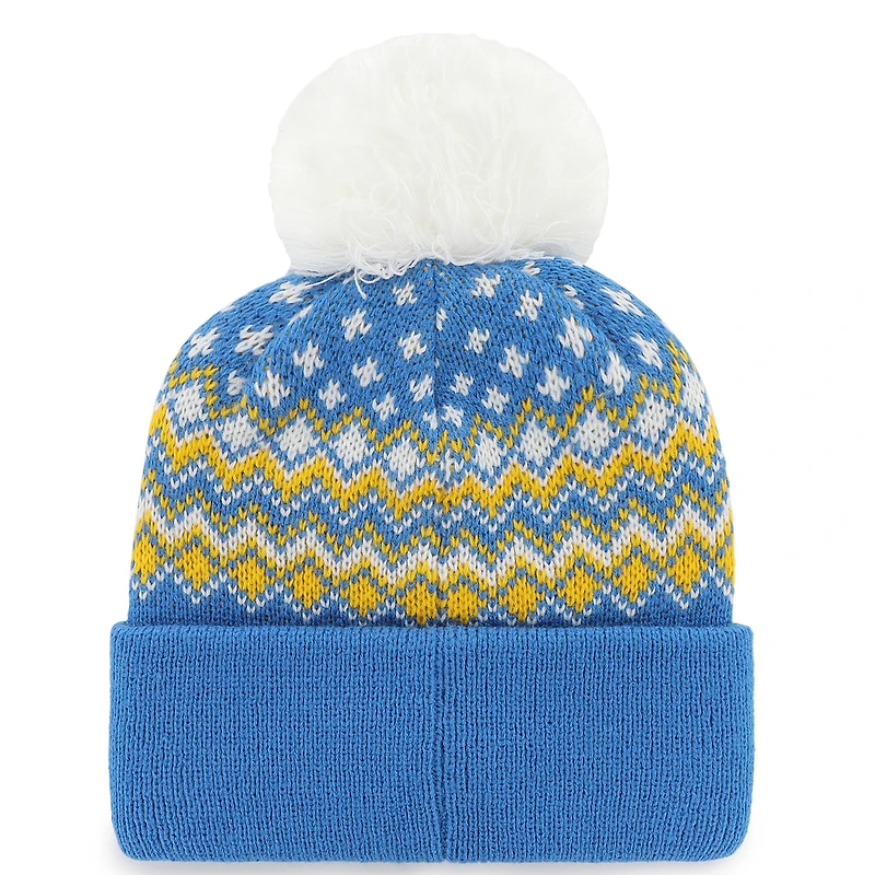 Bonnet tricoté à revers Elsa avec pompon bleu poudre Los Angeles Chargers '47 pour femme