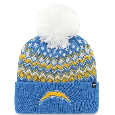 Women's '47 Powder Blue Los Angeles Chargers Elsa Cuffed Knit Hat with Pom