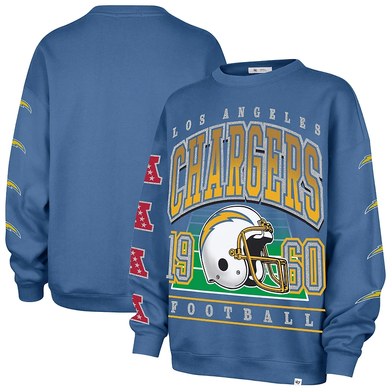 Women's '47  Powder Blue Los Angeles Chargers Go Big Oversized Pullover Sweatshirt