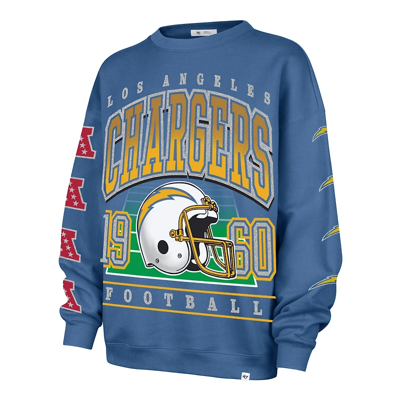 Women's '47  Powder Blue Los Angeles Chargers Go Big Oversized Pullover Sweatshirt