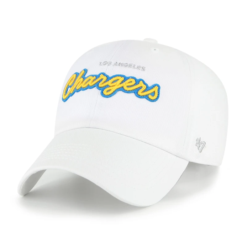 Women's '47 White Los Angeles Chargers Trendy Script Clean Up Adjustable Hat
