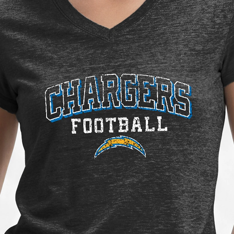 Women's Champion Black Los Angeles Chargers Triumph Tri-Blend V-Neck T-Shirt