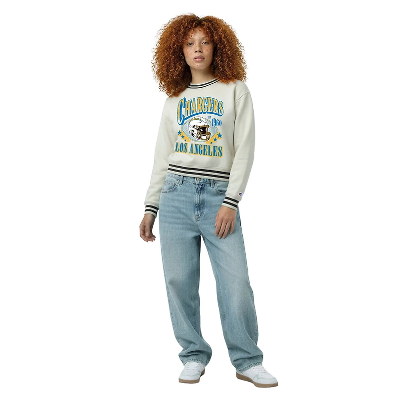 Sweat-shirt en polaire à tissage inversé crème Champion pour femme, Los Angeles Chargers