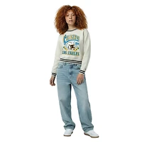 Sweat-shirt en polaire à tissage inversé crème Champion pour femme, Los Angeles Chargers