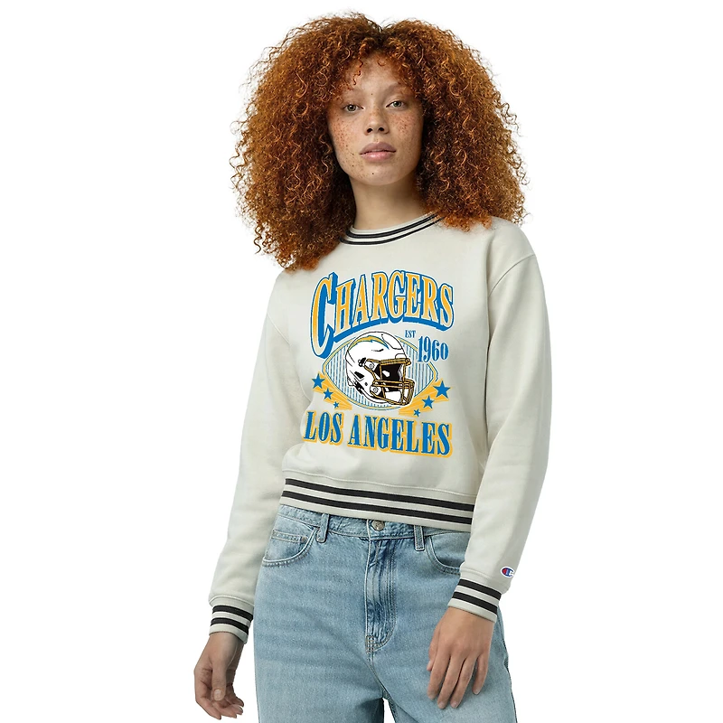 Women's Champion  Cream Los Angeles Chargers Reverse Weave Fleece Sweatshirt