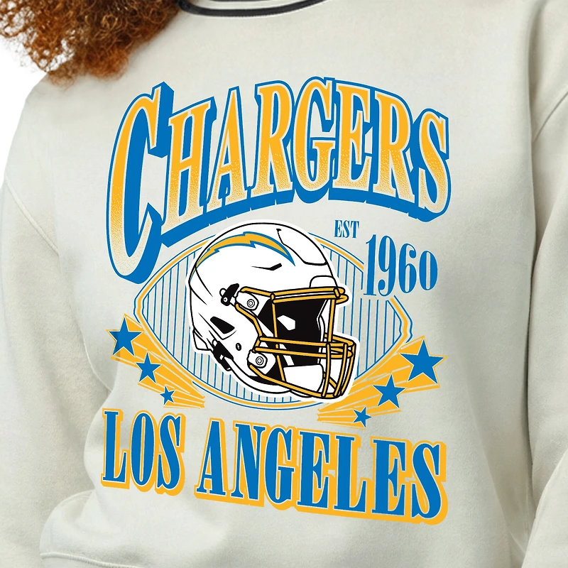 Sweat-shirt en polaire à tissage inversé crème Champion pour femme, Los Angeles Chargers