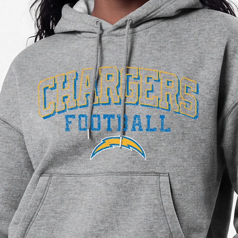 Sweat à capuche Champion Triumph Tri-Blend gris pour femme, modèle Los Angeles Chargers
