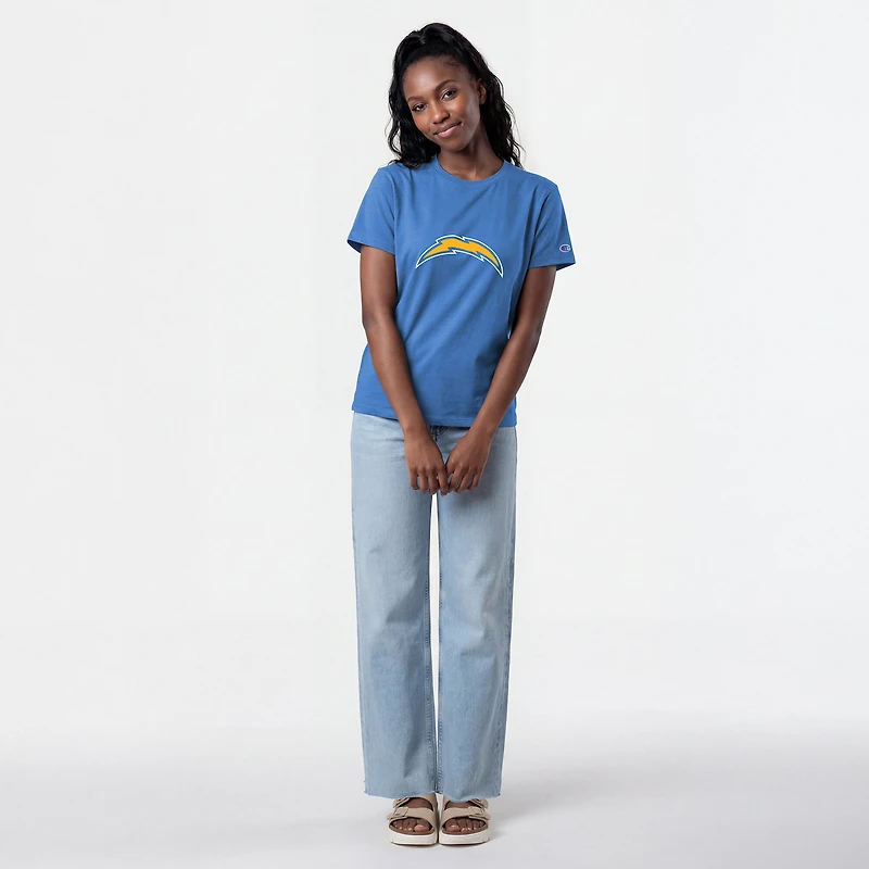 T-shirt Champion pour femmes, bleu poudre, logo des Chargers de Los Angeles