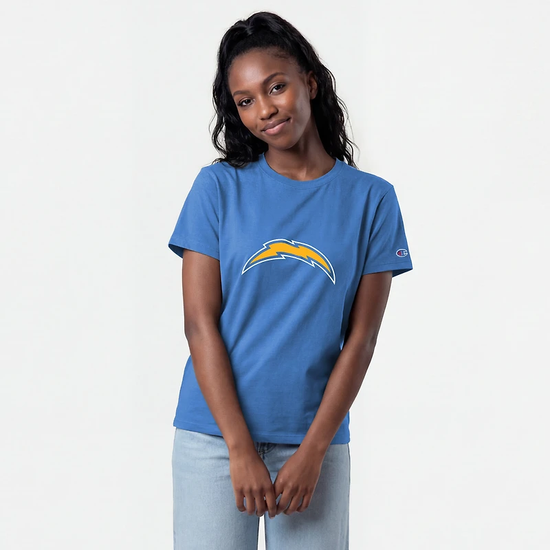 T-shirt Champion pour femmes, bleu poudre, logo des Chargers de Los Angeles