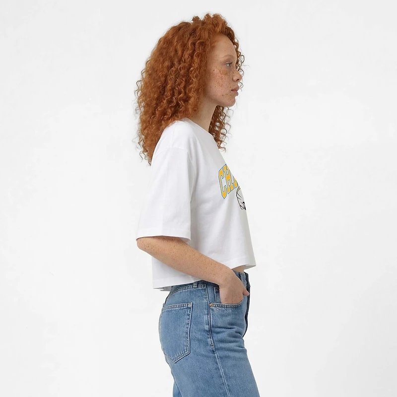 Women's Champion White Los Angeles Chargers Boyfriend Cropped T-Shirt