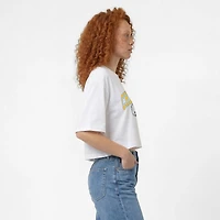 Women's Champion  White Los Angeles Chargers Boyfriend Cropped T-Shirt