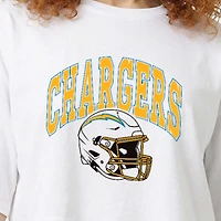Women's Champion  White Los Angeles Chargers Boyfriend Cropped T-Shirt