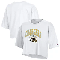 Women's Champion  White Los Angeles Chargers Boyfriend Cropped T-Shirt