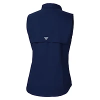 Women's Columbia  Navy Los Angeles Chargers PFG Tamiami Omni-Shade Sleeveless Button-Up Shirt